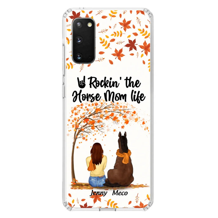 Custom Personalized Horse Mom In Autumn Phone Case - Girl With Upto 3 Horses - Case For iPhone And Samsung