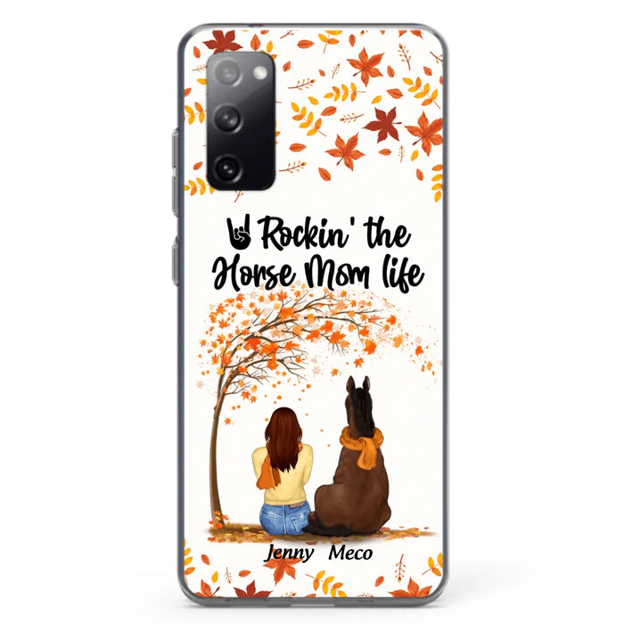 Custom Personalized Horse Mom In Autumn Phone Case - Girl With Upto 3 Horses - Case For iPhone And Samsung