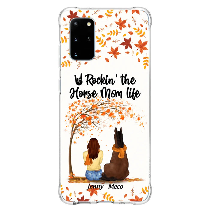 Custom Personalized Horse Mom In Autumn Phone Case - Girl With Upto 3 Horses - Case For iPhone And Samsung