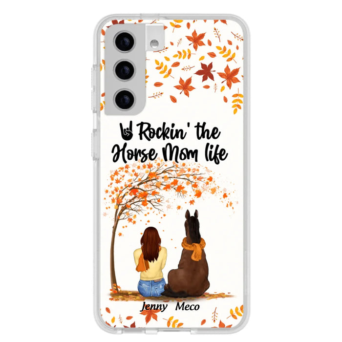 Custom Personalized Horse Mom In Autumn Phone Case - Girl With Upto 3 Horses - Case For iPhone And Samsung