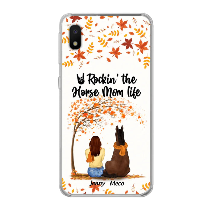 Custom Personalized Horse Mom In Autumn Phone Case - Girl With Upto 3 Horses - Case For iPhone And Samsung