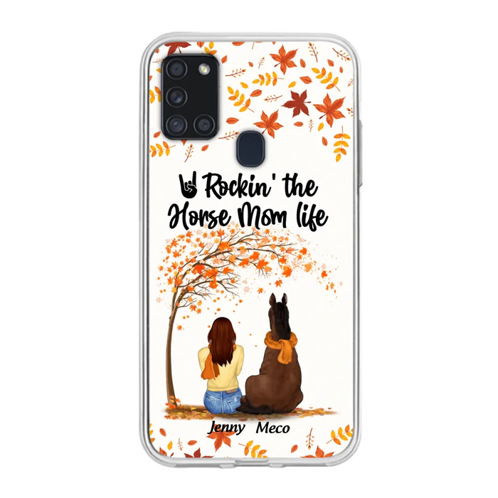 Custom Personalized Horse Mom In Autumn Phone Case - Girl With Upto 3 Horses - Case For iPhone And Samsung