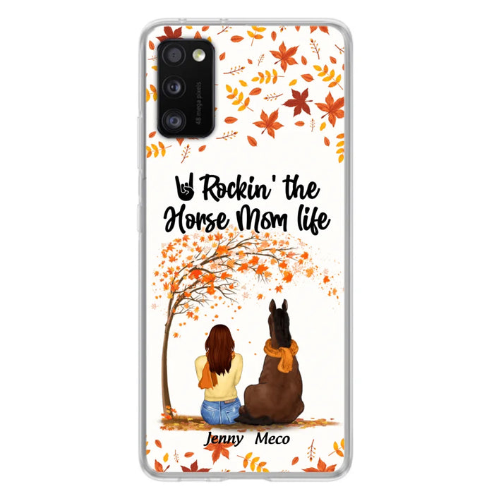 Custom Personalized Horse Mom In Autumn Phone Case - Girl With Upto 3 Horses - Case For iPhone And Samsung