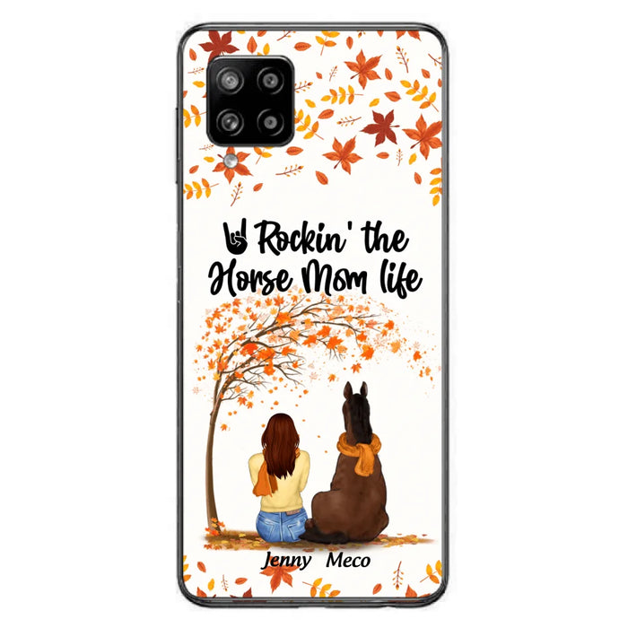 Custom Personalized Horse Mom In Autumn Phone Case - Girl With Upto 3 Horses - Case For iPhone And Samsung