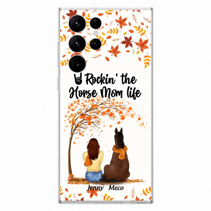 Custom Personalized Horse Mom In Autumn Phone Case - Girl With Upto 3 Horses - Case For iPhone And Samsung