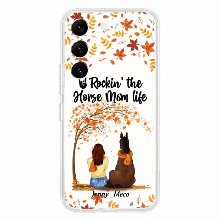 Custom Personalized Horse Mom In Autumn Phone Case - Girl With Upto 3 Horses - Case For iPhone And Samsung