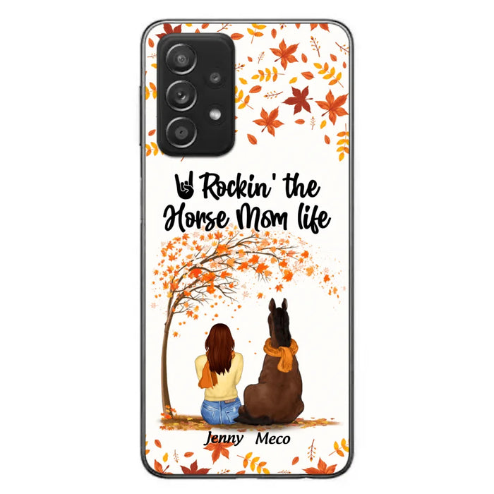 Custom Personalized Horse Mom In Autumn Phone Case - Girl With Upto 3 Horses - Case For iPhone And Samsung