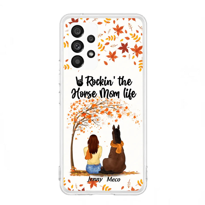 Custom Personalized Horse Mom In Autumn Phone Case - Girl With Upto 3 Horses - Case For iPhone And Samsung