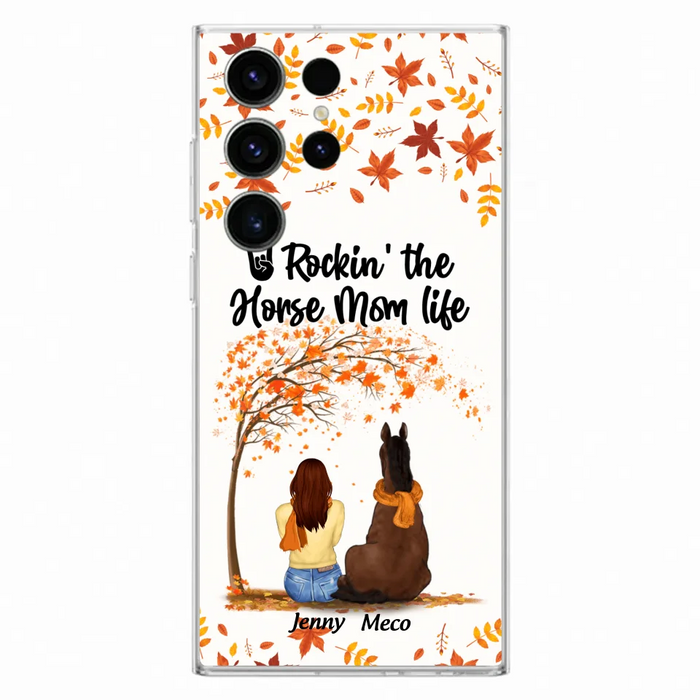 Custom Personalized Horse Mom In Autumn Phone Case - Girl With Upto 3 Horses - Case For iPhone And Samsung