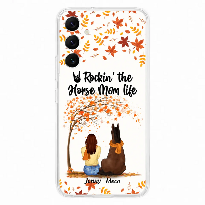 Custom Personalized Horse Mom In Autumn Phone Case - Girl With Upto 3 Horses - Case For iPhone And Samsung