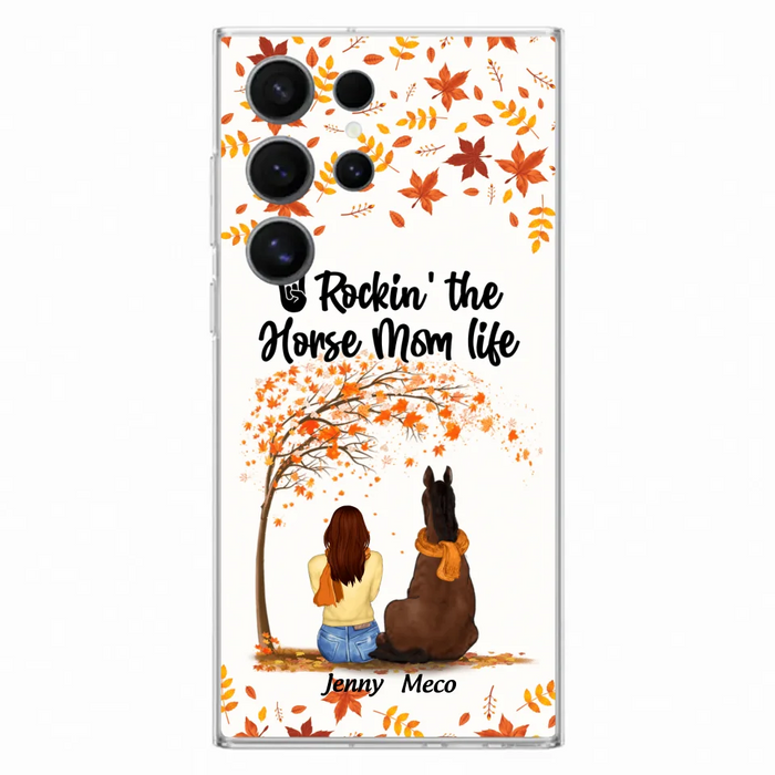 Custom Personalized Horse Mom In Autumn Phone Case - Girl With Upto 3 Horses - Case For iPhone And Samsung