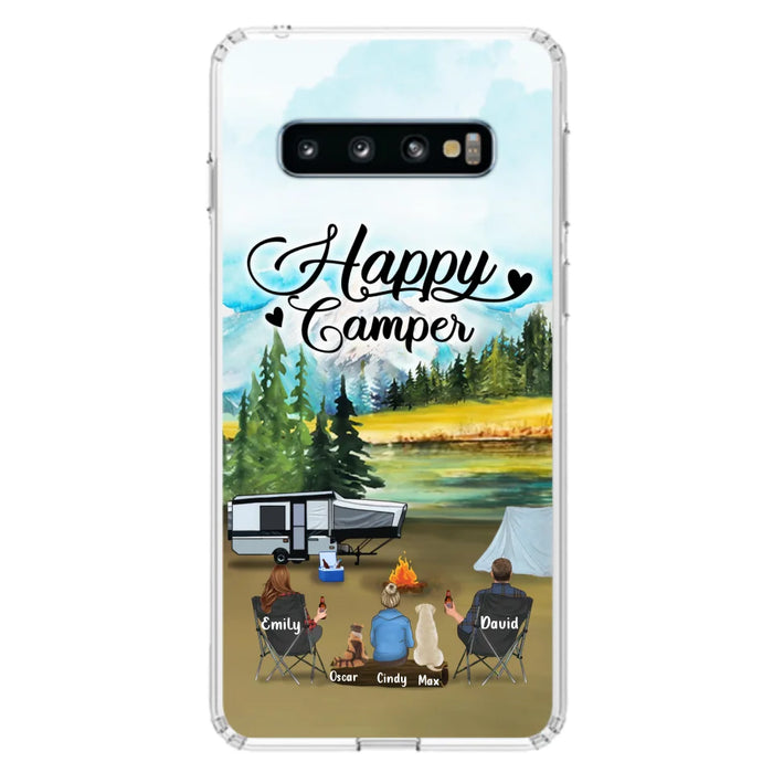 Custom Personalized Camping Phone Case - Parents With 1 Kids And 2 Pets - Best Gift For Family - Happy Camper - Case For iPhone And Samsung