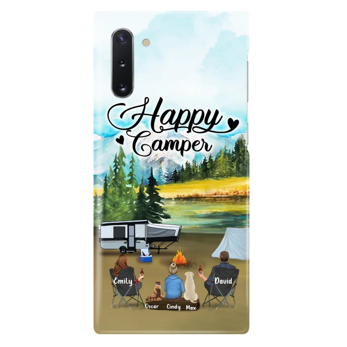 Custom Personalized Camping Phone Case - Parents With 1 Kids And 2 Pets - Best Gift For Family - Happy Camper - Case For iPhone And Samsung