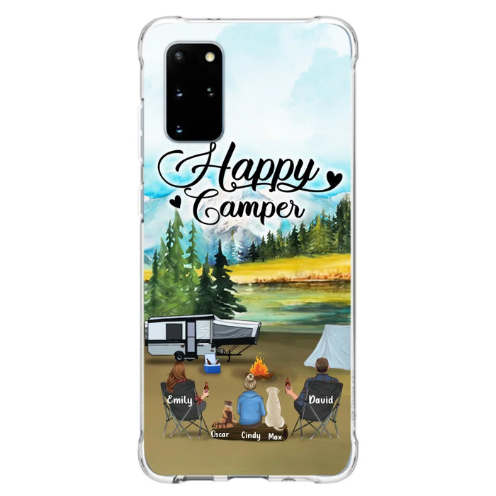 Custom Personalized Camping Phone Case - Parents With 1 Kids And 2 Pets - Best Gift For Family - Happy Camper - Case For iPhone And Samsung