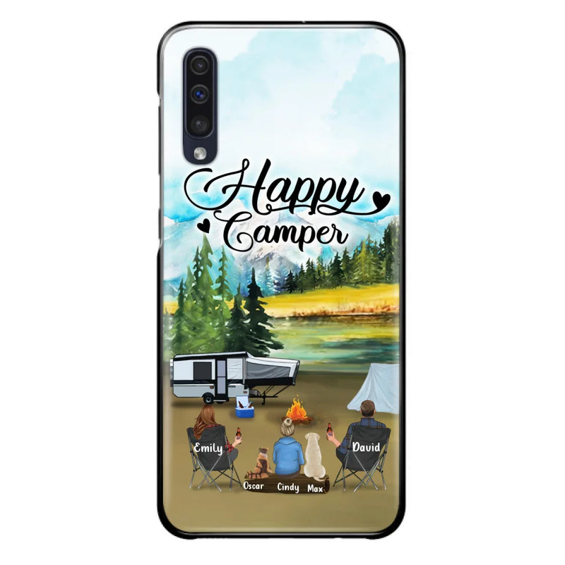Personalized Camping Phone Case - Parents With 1 Kids And 2 Pets - Best Gift For Family - Happy Camper - Case For iPhone And Samsung