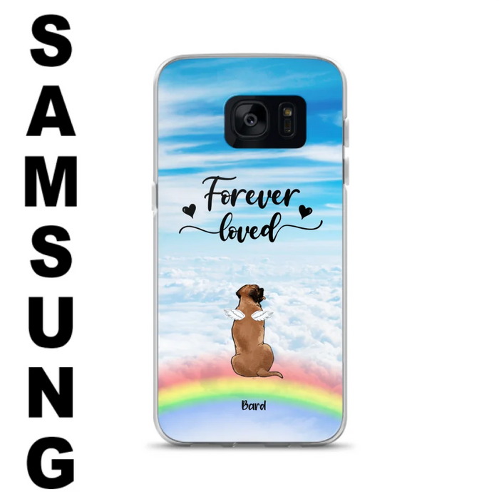 Custom Personalized Memorial Pets Phone Case - Upto 5 Pets - Memorial Gift For Dog Lovers/Cat Lovers - Forever Loved - Phone Case For iPhone And Samsung - AXSIO5