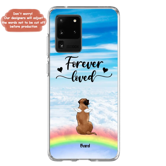 Custom Personalized Memorial Pets Phone Case - Upto 5 Pets - Memorial Gift For Dog Lovers/Cat Lovers - Forever Loved - Phone Case For iPhone And Samsung - AXSIO5