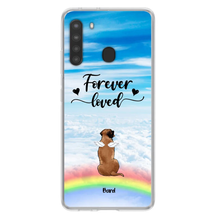 Custom Personalized Memorial Pets Phone Case - Upto 5 Pets - Memorial Gift For Dog Lovers/Cat Lovers - Forever Loved - Phone Case For iPhone And Samsung - AXSIO5