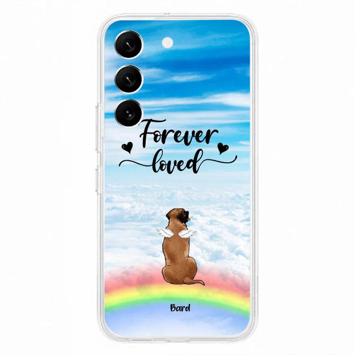 Custom Personalized Memorial Pets Phone Case - Upto 5 Pets - Memorial Gift For Dog Lovers/Cat Lovers - Forever Loved - Phone Case For iPhone And Samsung - AXSIO5