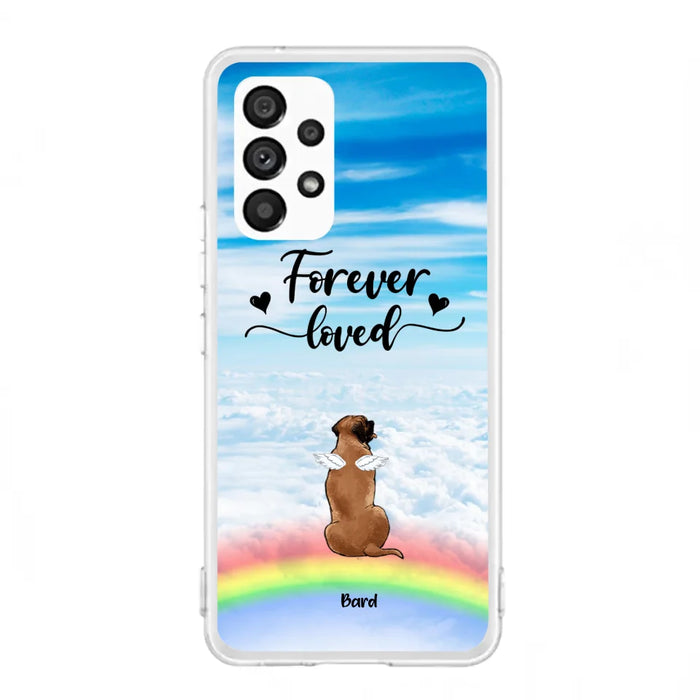 Custom Personalized Memorial Pets Phone Case - Upto 5 Pets - Memorial Gift For Dog Lovers/Cat Lovers - Forever Loved - Phone Case For iPhone And Samsung - AXSIO5