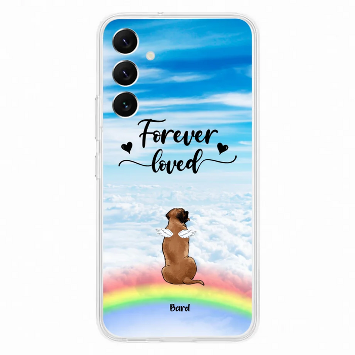 Custom Personalized Memorial Pets Phone Case - Upto 5 Pets - Memorial Gift For Dog Lovers/Cat Lovers - Forever Loved - Phone Case For iPhone And Samsung - AXSIO5