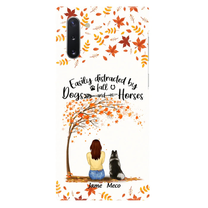 Custom Personalized Horse Dog Mom In Autumn Phone Case - Upto 3 Horses/ Dogs  - Case For iPhone And Samsung