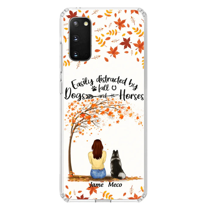 Custom Personalized Horse Dog Mom In Autumn Phone Case - Upto 3 Horses/ Dogs  - Case For iPhone And Samsung