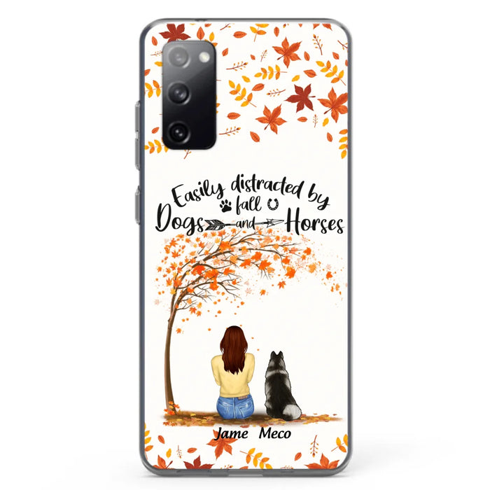 Custom Personalized Horse Dog Mom In Autumn Phone Case - Upto 3 Horses/ Dogs  - Case For iPhone And Samsung