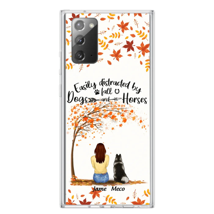 Custom Personalized Horse Dog Mom In Autumn Phone Case - Upto 3 Horses/ Dogs  - Case For iPhone And Samsung