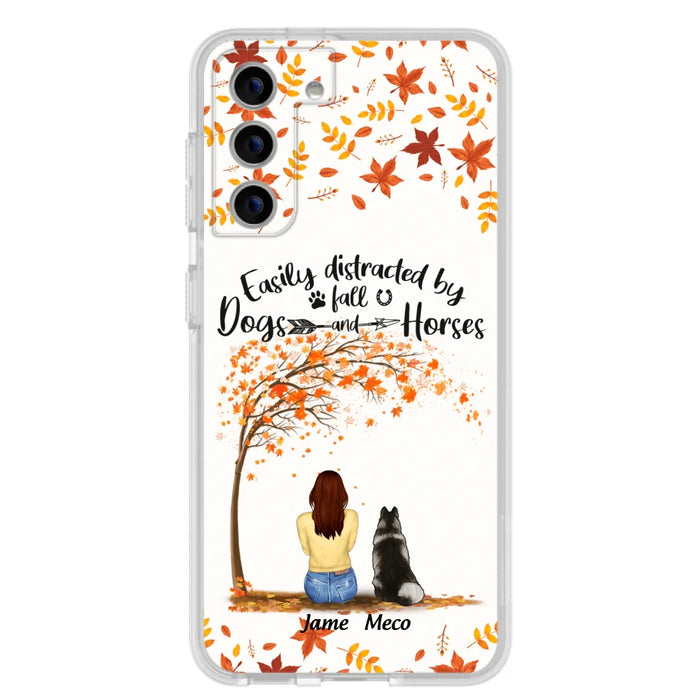 Custom Personalized Horse Dog Mom In Autumn Phone Case - Upto 3 Horses/ Dogs  - Case For iPhone And Samsung