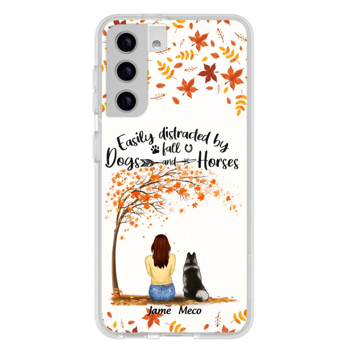 Custom Personalized Horse Dog Mom In Autumn Phone Case - Upto 3 Horses/ Dogs  - Case For iPhone And Samsung