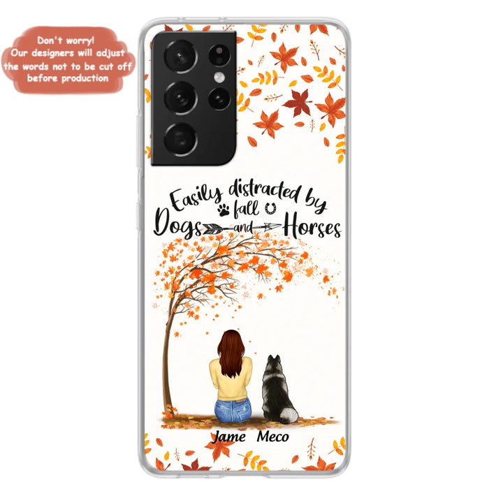 Custom Personalized Horse Dog Mom In Autumn Phone Case - Upto 3 Horses/ Dogs  - Case For iPhone And Samsung