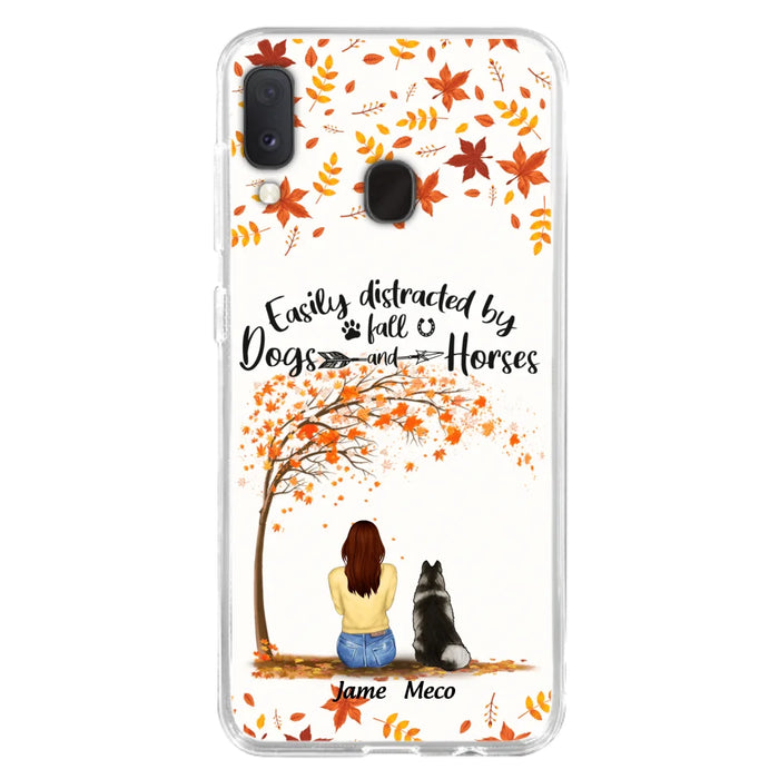 Custom Personalized Horse Dog Mom In Autumn Phone Case - Upto 3 Horses/ Dogs  - Case For iPhone And Samsung