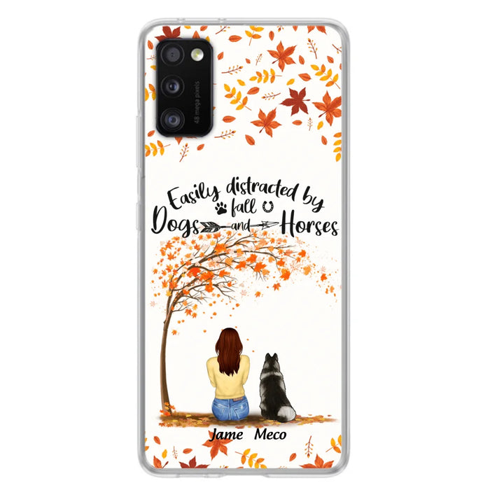 Custom Personalized Horse Dog Mom In Autumn Phone Case - Upto 3 Horses/ Dogs  - Case For iPhone And Samsung