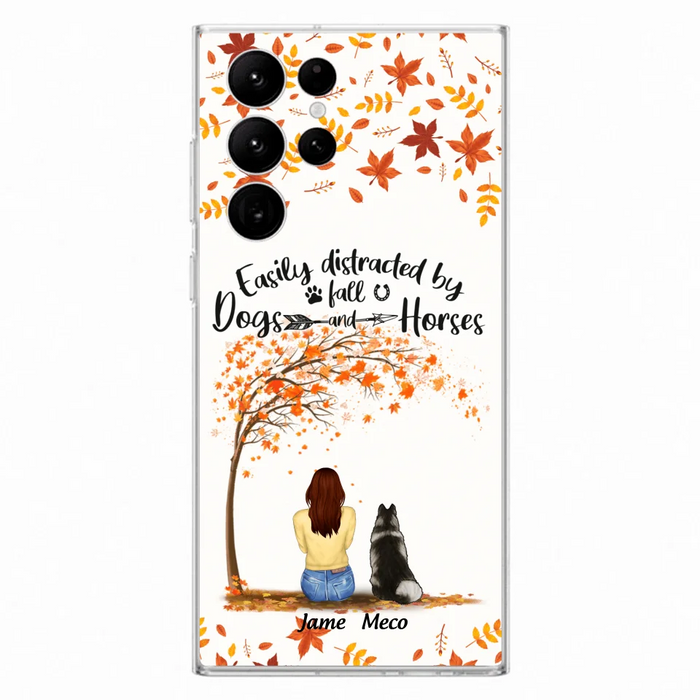 Custom Personalized Horse Dog Mom In Autumn Phone Case - Upto 3 Horses/ Dogs  - Case For iPhone And Samsung