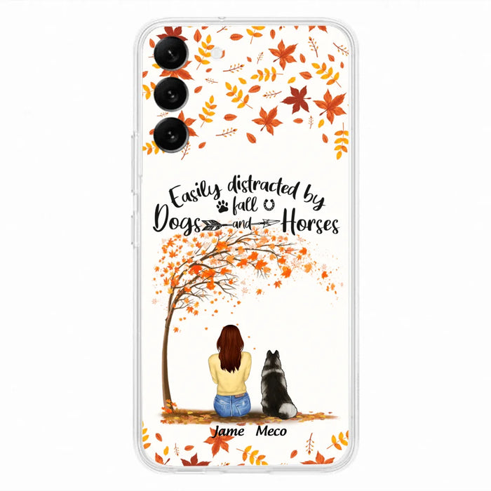 Custom Personalized Horse Dog Mom In Autumn Phone Case - Upto 3 Horses/ Dogs  - Case For iPhone And Samsung