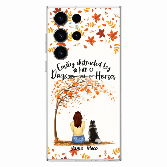 Custom Personalized Horse Dog Mom In Autumn Phone Case - Upto 3 Horses/ Dogs  - Case For iPhone And Samsung