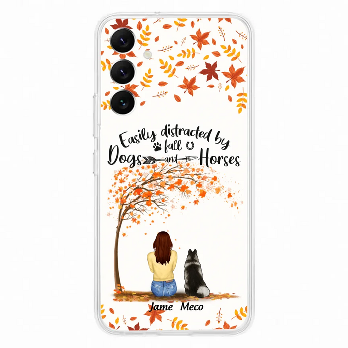 Custom Personalized Horse Dog Mom In Autumn Phone Case - Upto 3 Horses/ Dogs  - Case For iPhone And Samsung