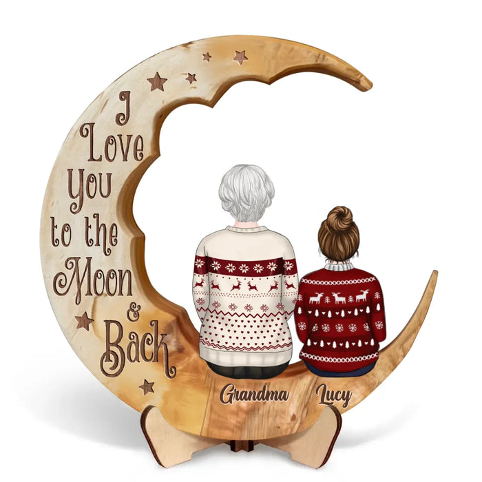 Custom Personalized Grandma And Kids Wooden Art - Christmas Gift Idea For Grandma - The Love Between A Grandma & Her Grandkids Is Forever