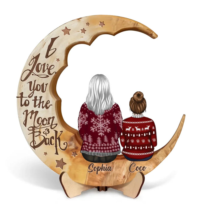 Custom Personalized Grandma Wooden Art - Christmas Gift Idea For Grandma - I Love You To The Moon And Back