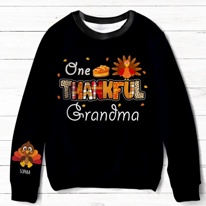 Personalized Grandma AOP Sweater - Up to 8 Kids - Gift Idea To Grandma/Mom - One Thankful Grandma