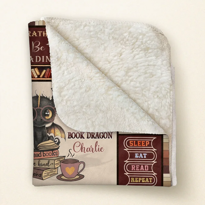 Custom Personalized Books & Dragon Quilt/ Fleece Throw Blanket - Gift Idea For  Book Lover - In A World Of Bookworms Be A Book Dragon