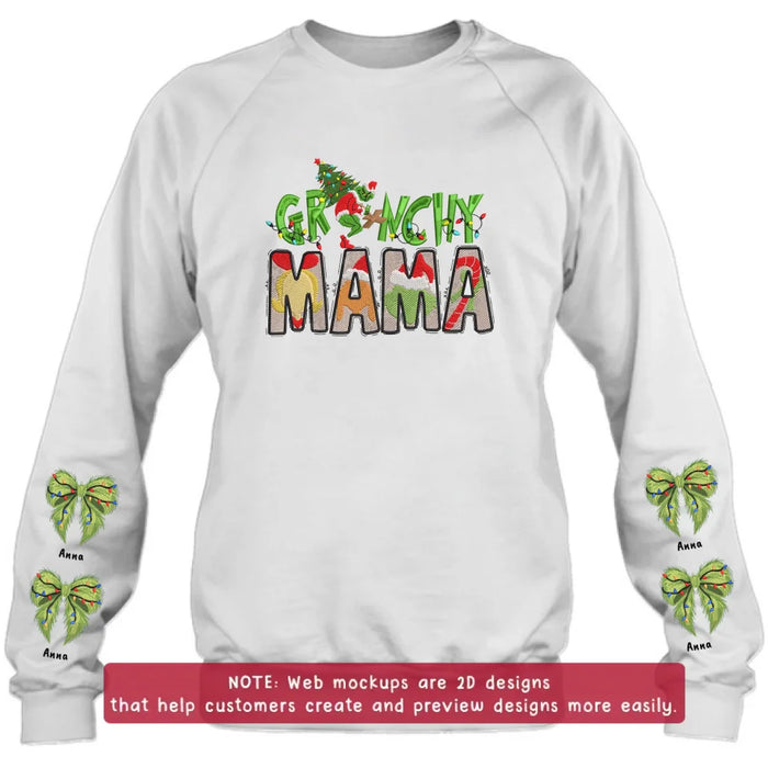 Personalized Grinchy Mama Embroidered Sweater - Up to 6 Kids - Gift Idea For Grandma