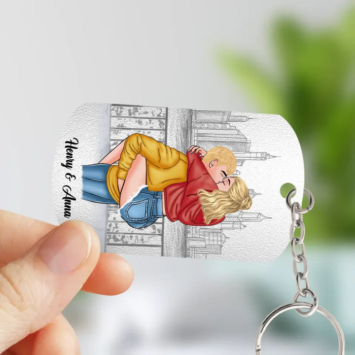 Personalized Couple Aluminum Keychain - Gift Idea For Husband Wife, LGBTQ+/Him Her - The Day I Met You I Found My Missing Piece