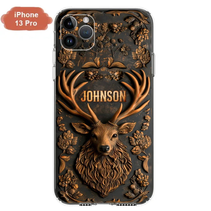 Custom Personalized Deer Hunting 3D Printed Effect Phone Case - Gift Idea For Hunting Lover - Case For iPhone/ Samsung