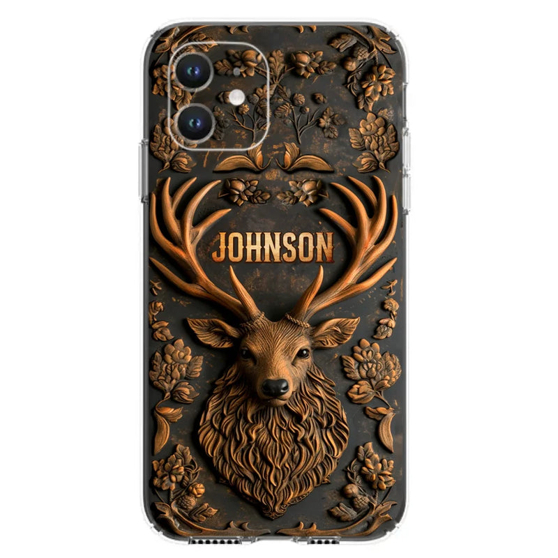 Personalized Deer Hunting 3D Printed Effect Phone Case - Gift Idea For Hunting Lover - Case For iPhone/Samsung