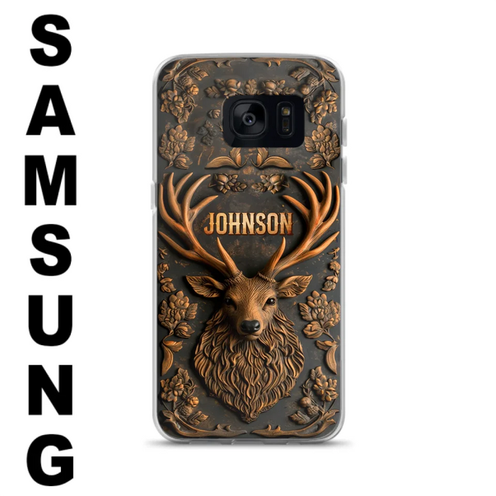 Custom Personalized Deer Hunting 3D Printed Effect Phone Case - Gift Idea For Hunting Lover - Case For iPhone/ Samsung