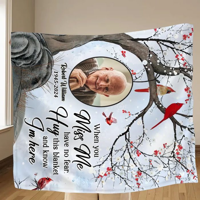 Custom Personalized Memorial Quilt/ Fleece Throw Blanket - Memorial Gift Idea - Upload Photo - When You Miss Me Have No Fear