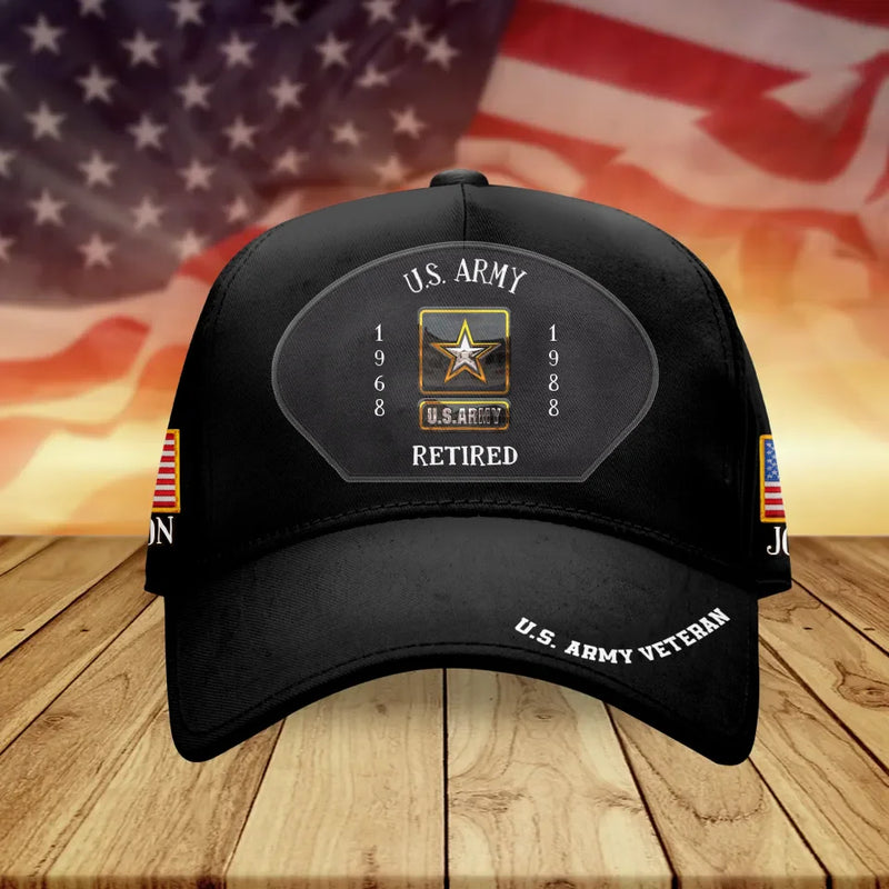 Personalized Retired Veteran Baseball Cap -  Gift Idea for Veteran/Father/Grandpa