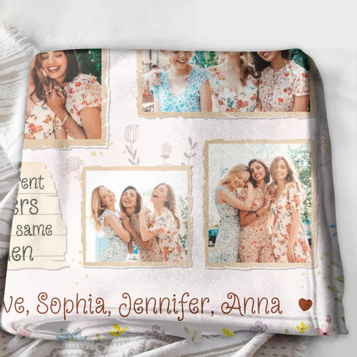 Custom Personalized Sisters Fleece Throw/ Quilt Blanket - Christmas Gift Idea For Sisters/ Siblings - Sisters Are Different Flowers From The Same Garden